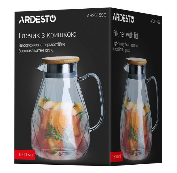 Глечик з кришкою ARDESTO Graphite 2615SGB бамбук 545 фото